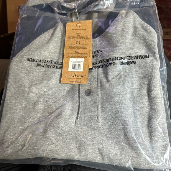 Tailor vintage navy blazer heather gray Henley size M long sleeve - Picture 4 of 8